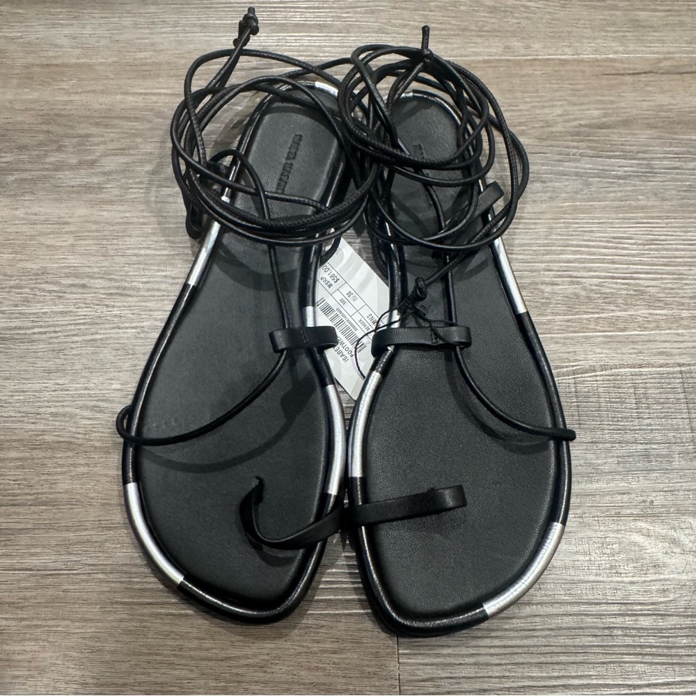 Isabel Marant Jeiro Black Leather Lace Up Wrap Around Strap Sandals - Picture 1 of 10